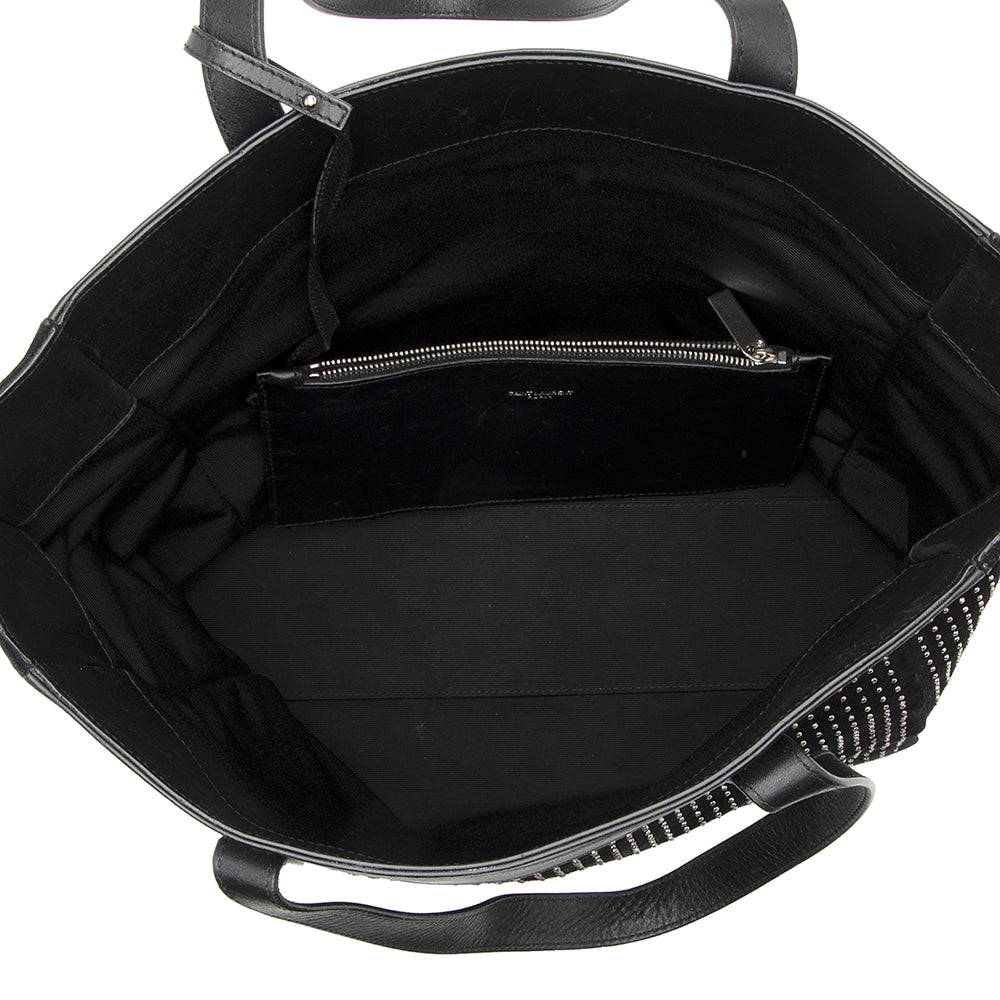 Saint Laurent Leather Studded N/S Shopper Tote 21777