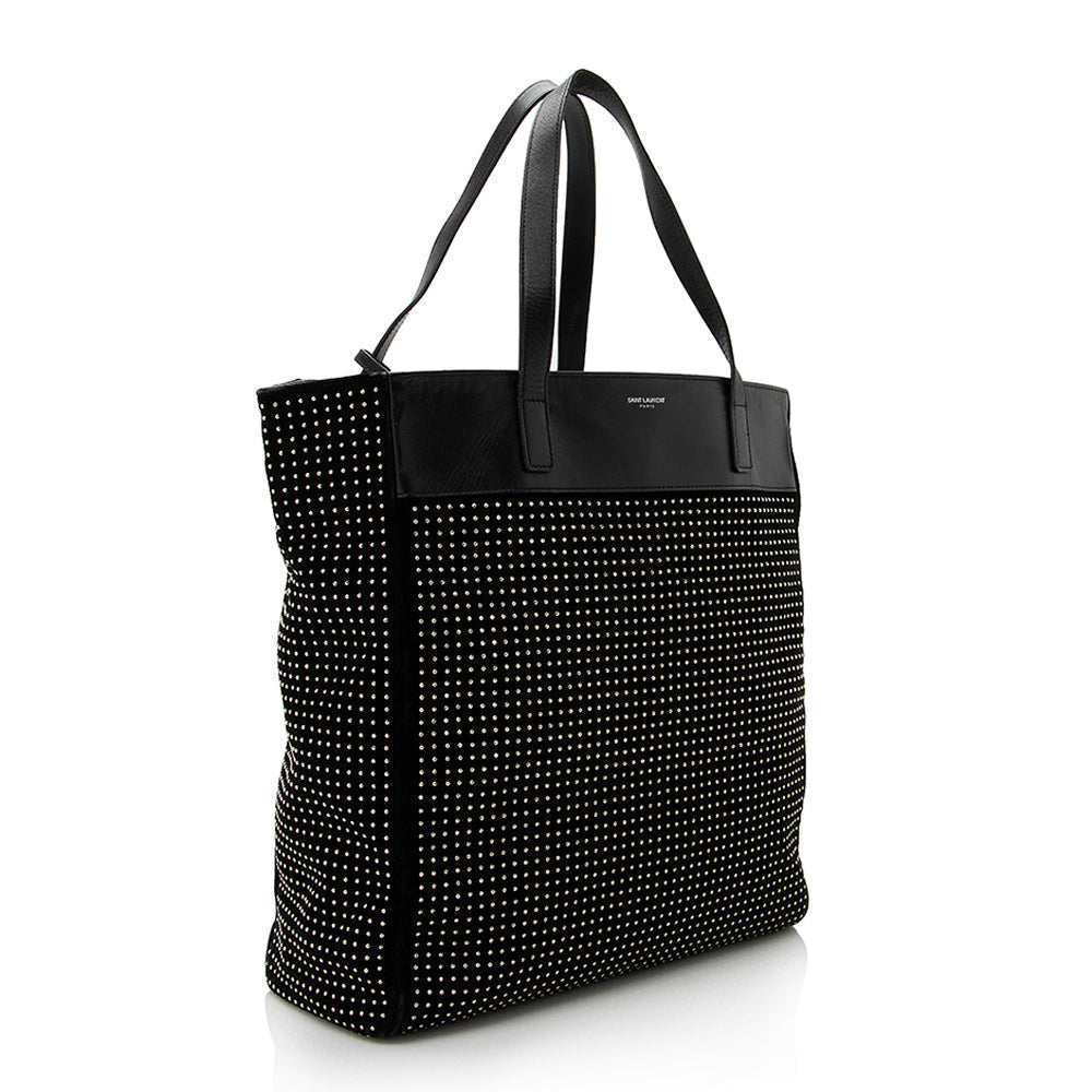 Saint Laurent Leather Studded N/S Shopper Tote 21777