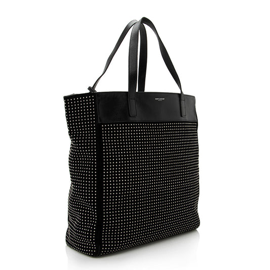Saint Laurent Leather Studded N/S Shopper Tote 21777
