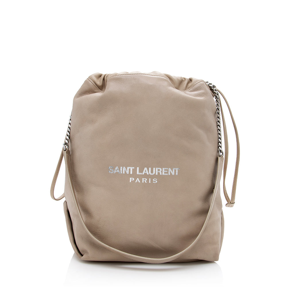 Saint Laurent Leather Logo Teddy Bucket Bag 17442