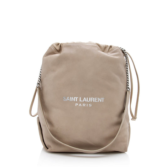 Saint Laurent Leather Logo Teddy Bucket Bag 17442