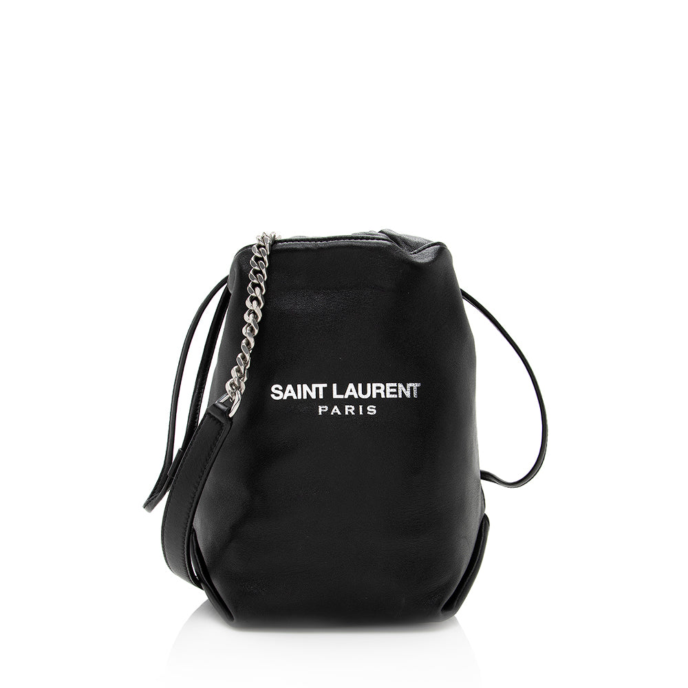 Saint Laurent Leather Logo Teddy Small Bucket Bag 19561