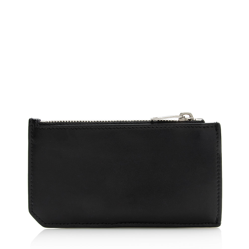 Saint Laurent Leather Tiny Cassandre Fragments Zipper Card Case 21818