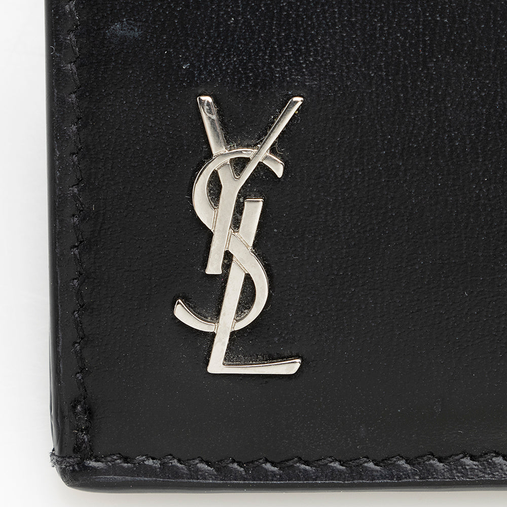 Saint Laurent Leather Tiny Cassandre Fragments Zipper Card Case 21818