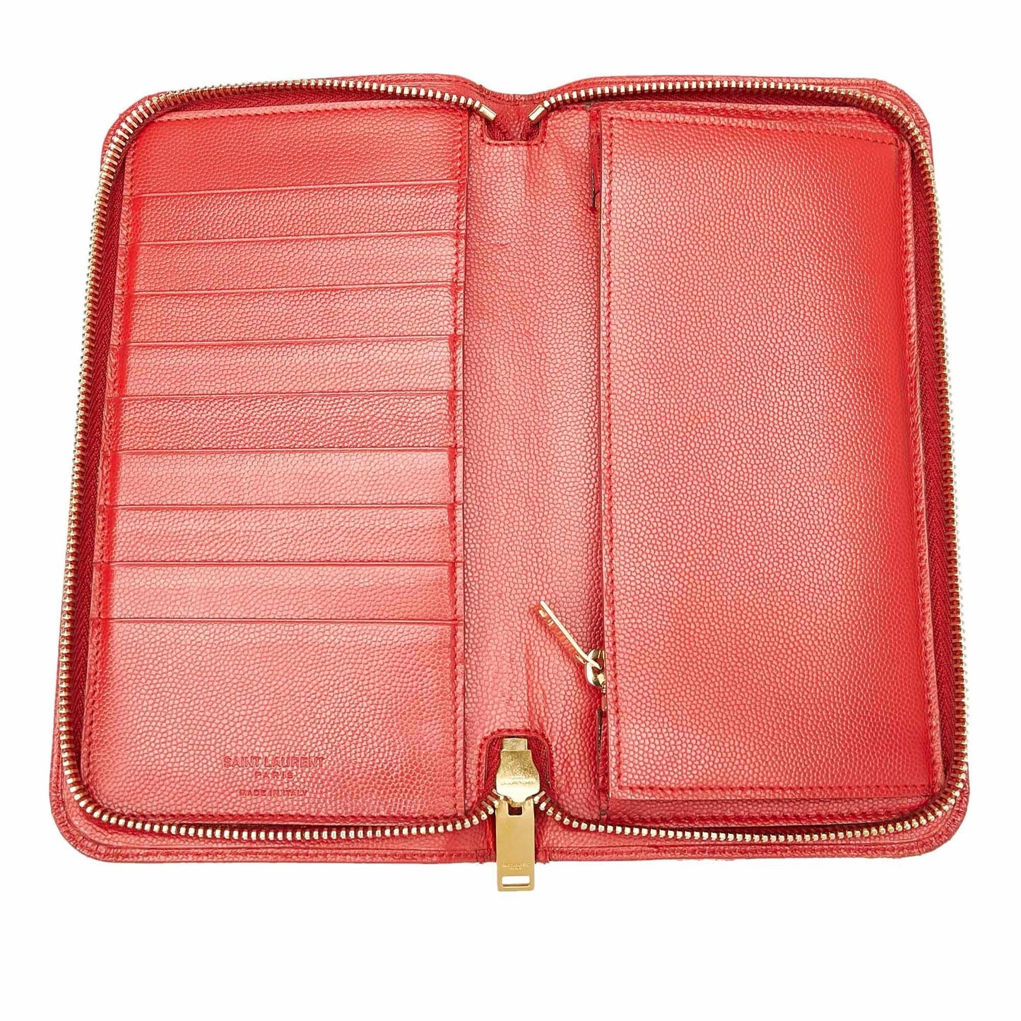 Saint Laurent Leather Zip Around Wallet (SHG-22445