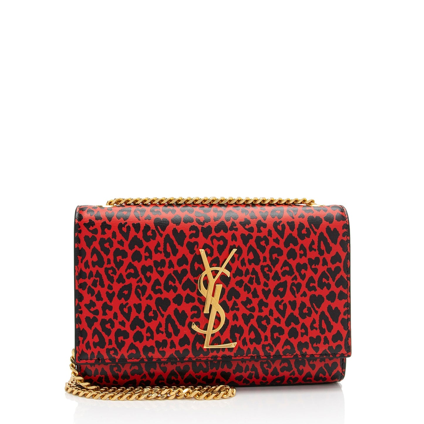 Saint Laurent Leopard Heart Print Leather Monogram Kate Small Shoulder Bag V8CWAD