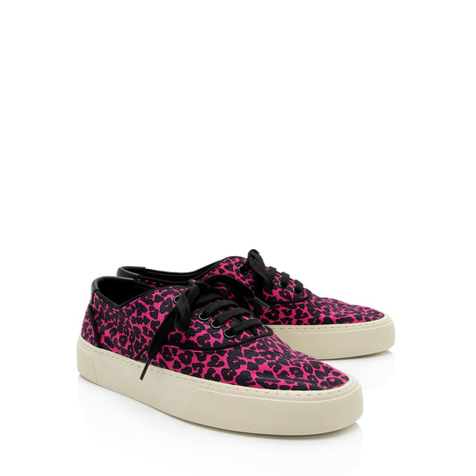 Saint Laurent Leopard Print Canvas Low Top Sneakers - Size 7 / 37 Z2qqxw