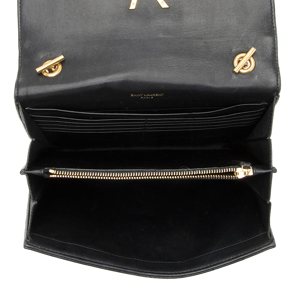 Saint Laurent Matalasse Calfskin Vicky Chain Wallet 21988