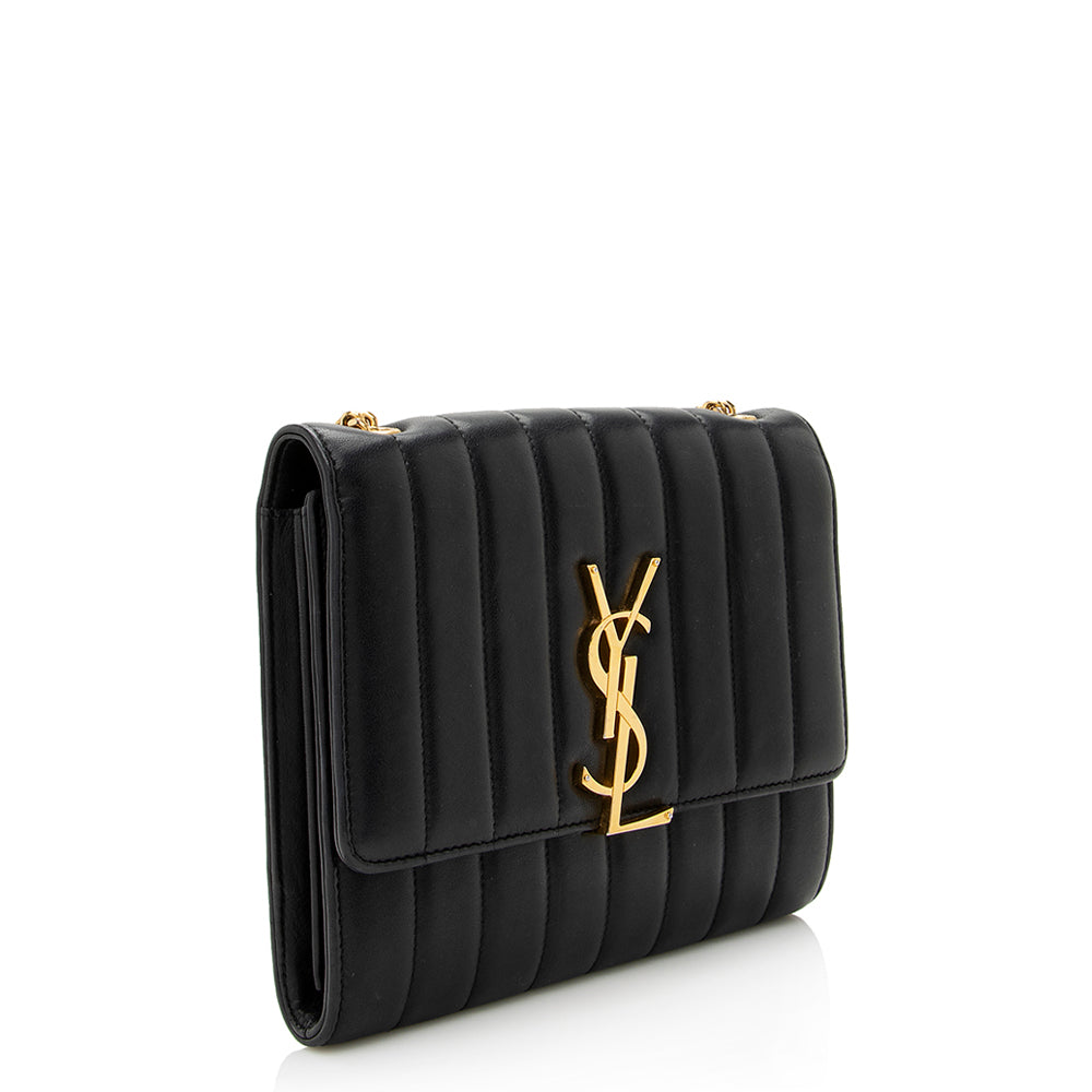 Saint Laurent Matalasse Calfskin Vicky Chain Wallet 21988