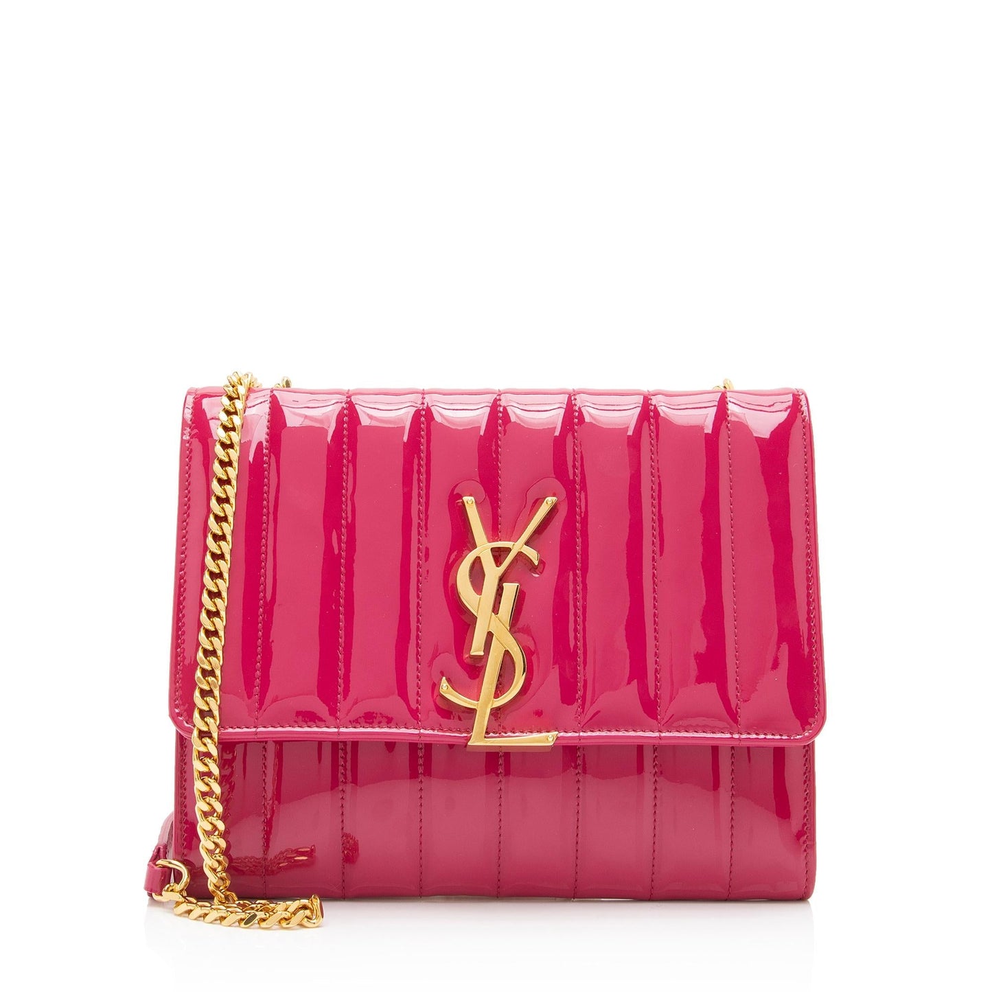 Saint Laurent Matalasse Patent Leather Monogram Vicky Chain Wallet GZpZIV