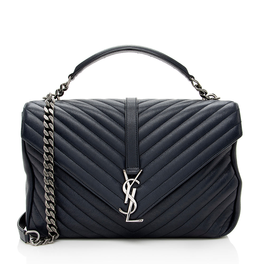 Saint Laurent Matelasse Calfskin Classic Monogram College Large Shoulder Bag 18581