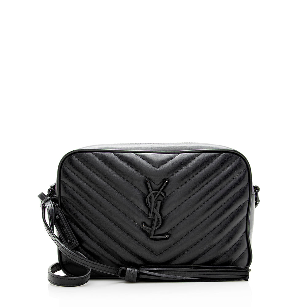 Saint Laurent Matelasse Calfskin Matte Black Lou Camera Bag - FINAL SALE 20006
