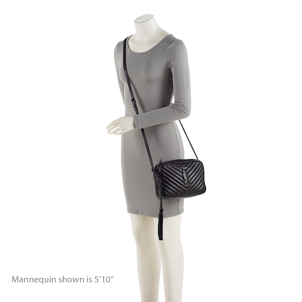 Saint Laurent Matelasse Calfskin Matte Black Lou Camera Bag - FINAL SALE 20006