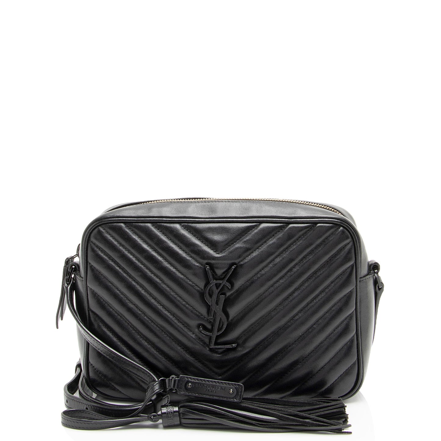 Saint Laurent Matelasse Calfskin Matte Black Monogram Lou Camera Bag APSLqT