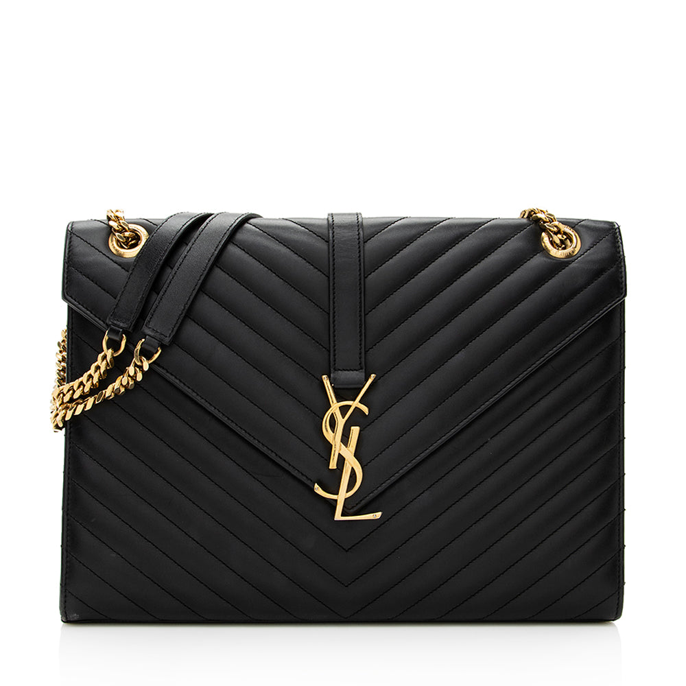 Saint Laurent Matelasse Calfskin Monogram Large Envelope Bag 19439