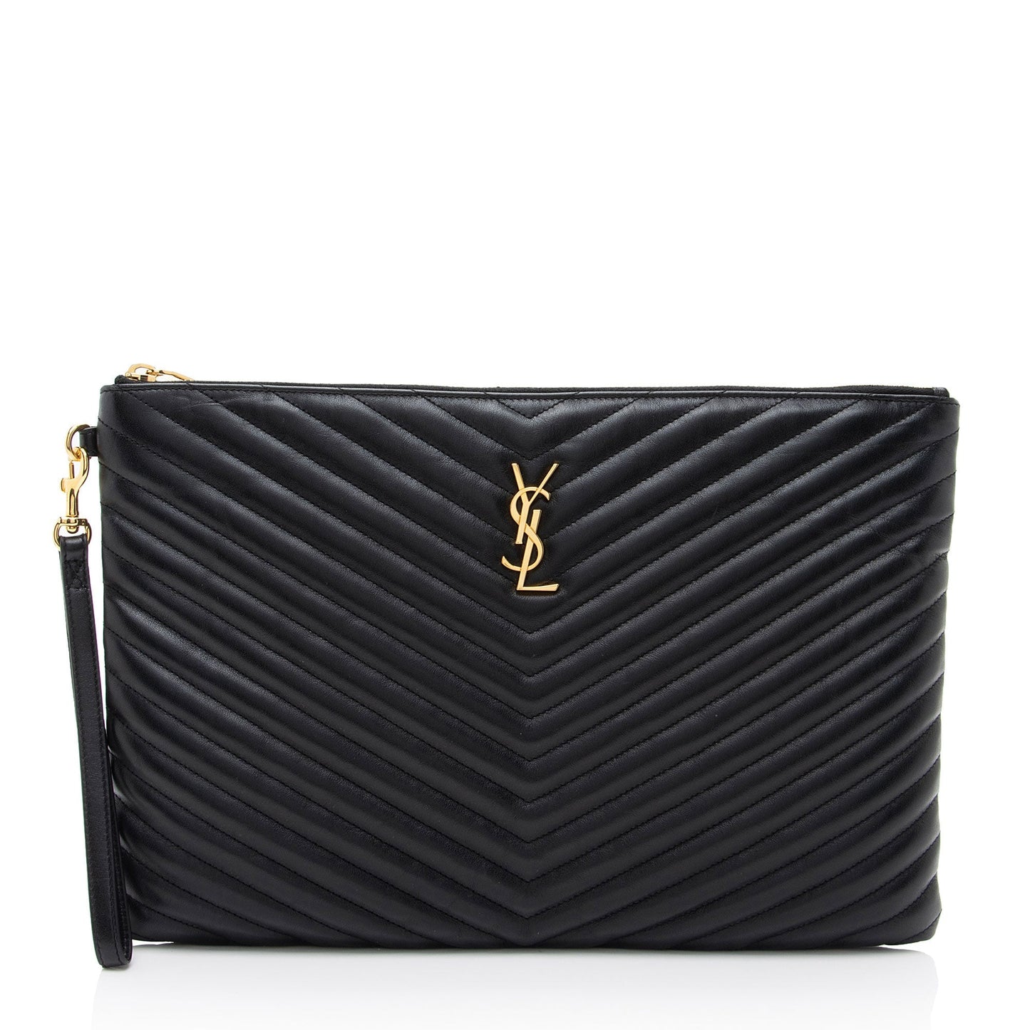 Saint Laurent Matelasse Calfskin Monogram Large Wristlet J3F1B7