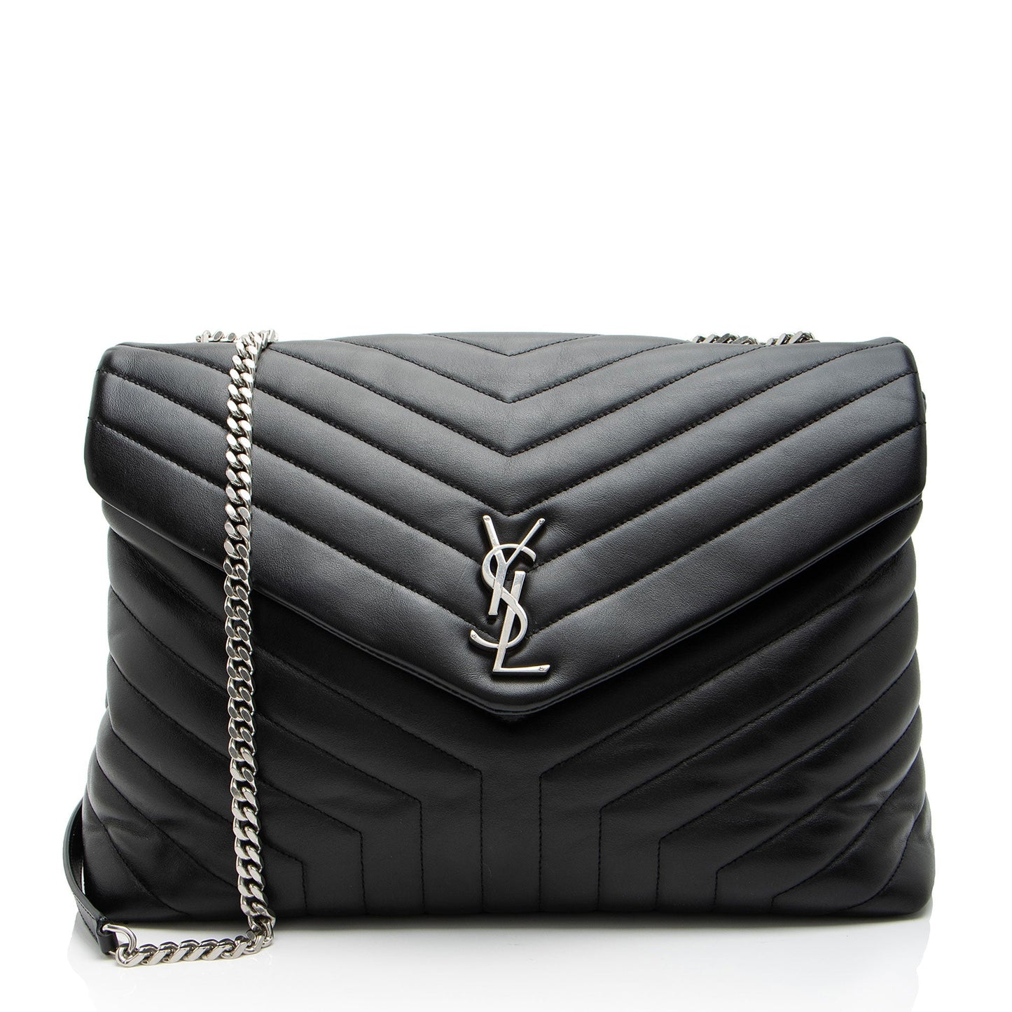 Saint Laurent Matelasse Calfskin Monogram LouLou Chain Large Shoulder Bag F87Oll