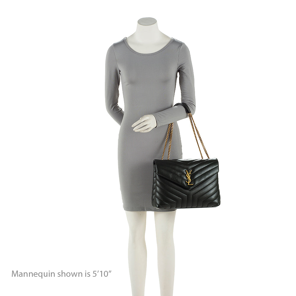 Saint Laurent Matelasse Calfskin Monogram LouLou Chain Medium Shoulder Bag 20578