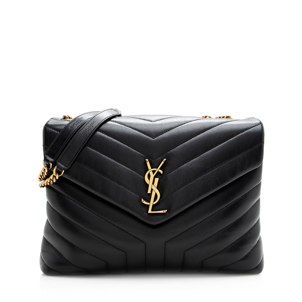 Saint Laurent Matelasse Calfskin Monogram LouLou Chain Medium Shoulder Bag 21165