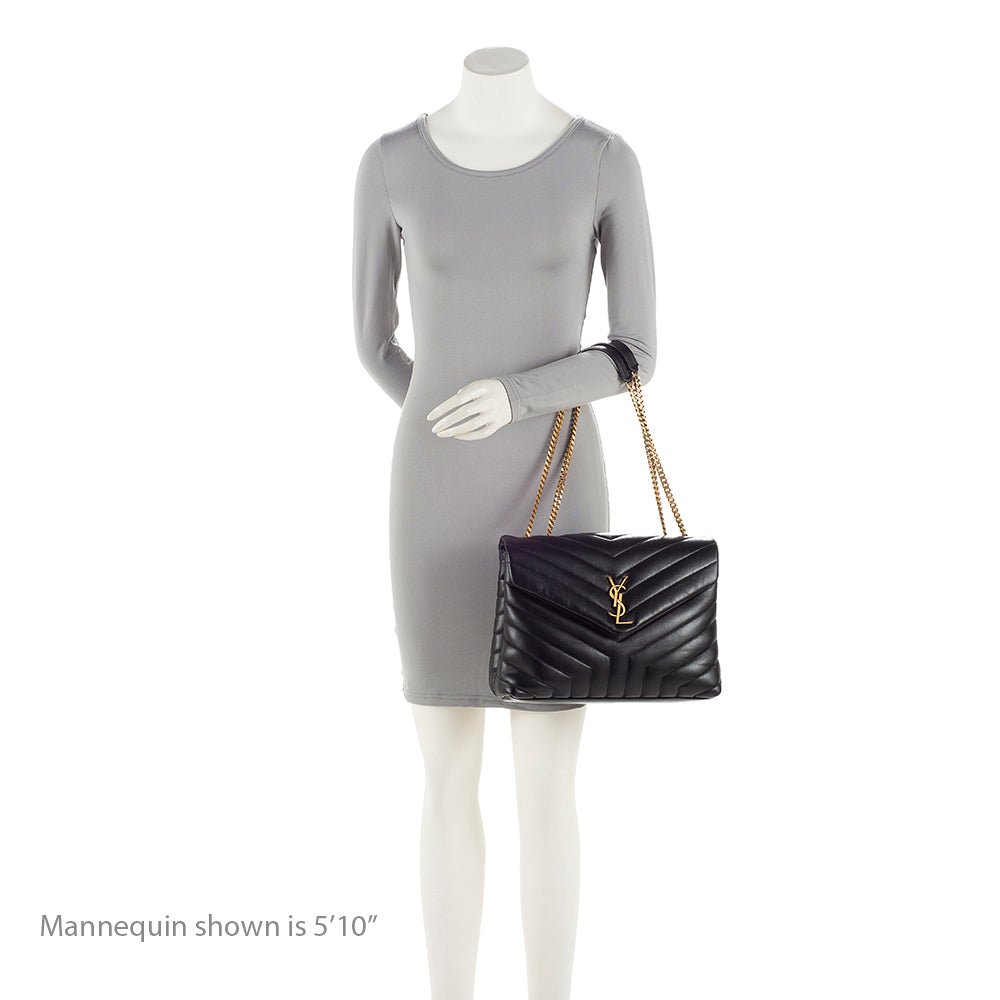 Saint Laurent Matelasse Calfskin Monogram LouLou Chain Medium Shoulder Bag 21165