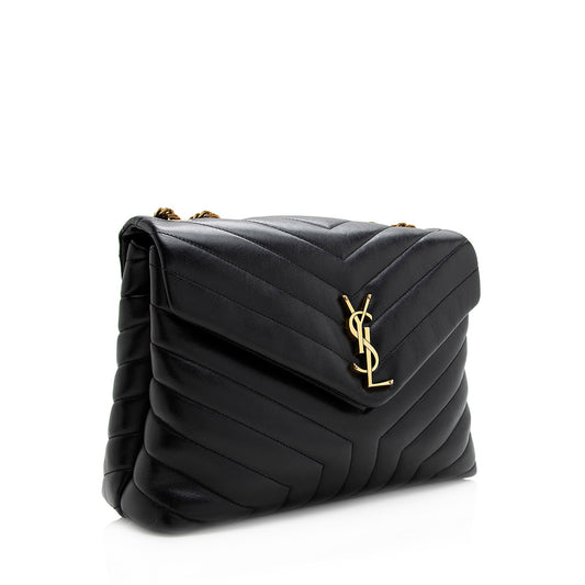 Saint Laurent Matelasse Calfskin Monogram LouLou Chain Medium Shoulder Bag 21165