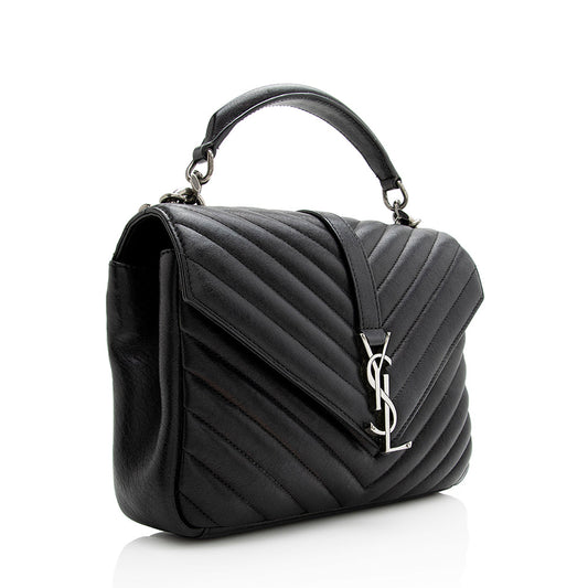 Saint Laurent Matelasse Calfskin Monogram Medium College Top Handle Bag 21595