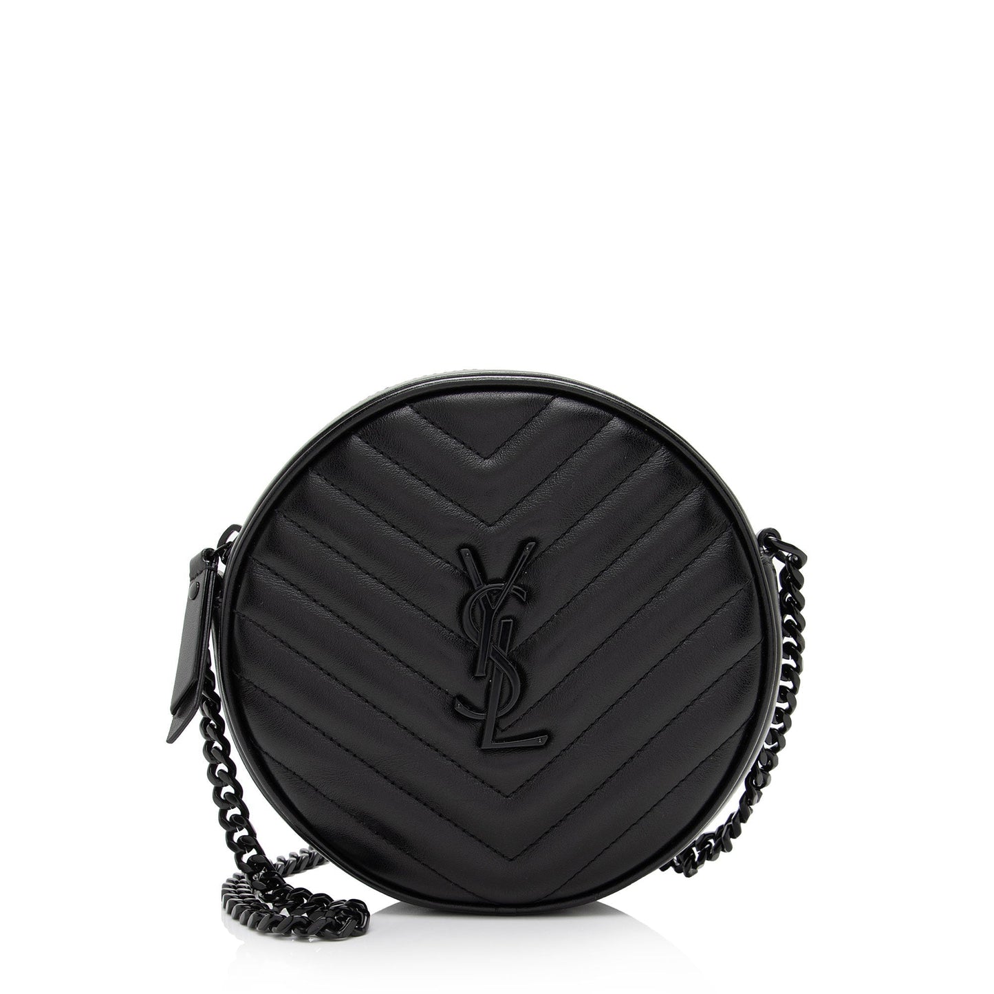Saint Laurent Matelasse Calfskin Monogram Vinyle Round Camera Bag TICycU