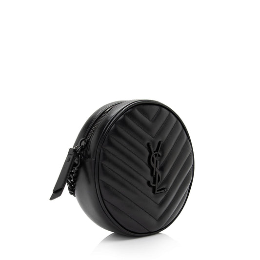 Saint Laurent Matelasse Calfskin Monogram Vinyle Round Camera Bag TICycU
