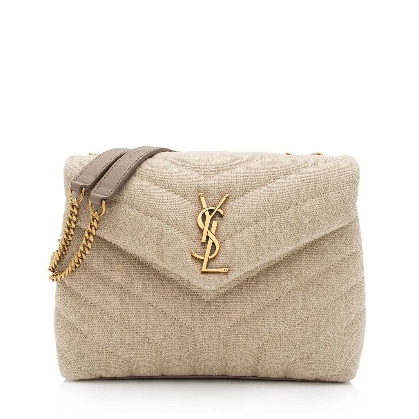 Saint Laurent Matelasse Canvas Monogram LouLou Chain Small Crossbody Bag S2G13U