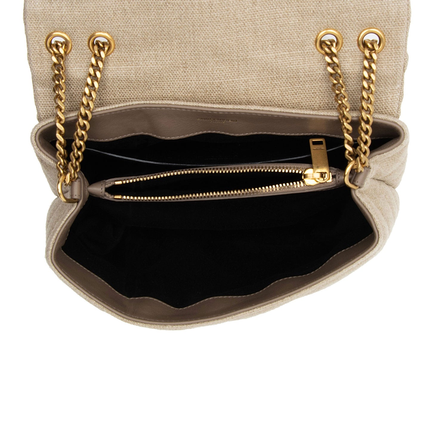 Saint Laurent Matelasse Canvas Monogram LouLou Chain Small Crossbody Bag S2G13U