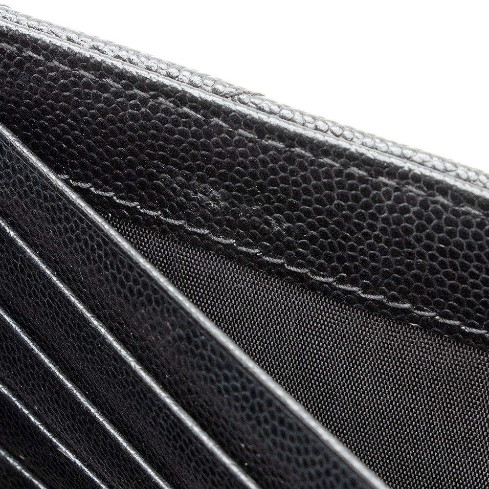 Saint Laurent Matelasse Grain de Poudre Matte Black Monogram Chain Wallet - FINAL SALE 20467