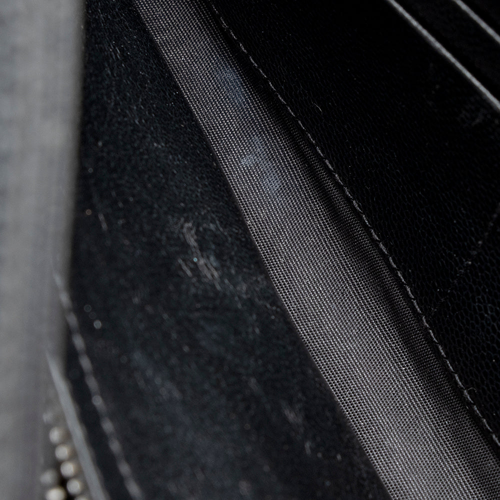 Saint Laurent Matelasse Grain de Poudre Matte Black Monogram Chain Wallet - FINAL SALE 20467
