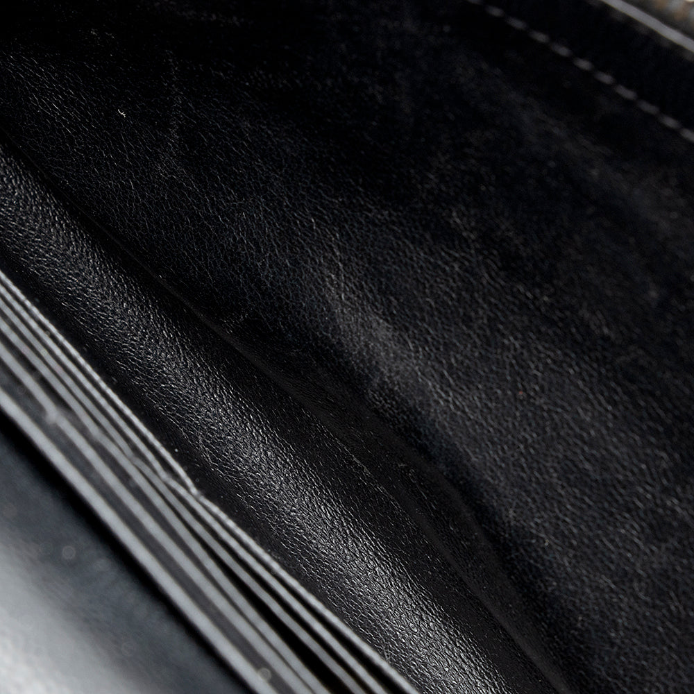 Saint Laurent Matelasse Grain de Poudre Matte Black Monogram Chain Wallet - FINAL SALE 20467