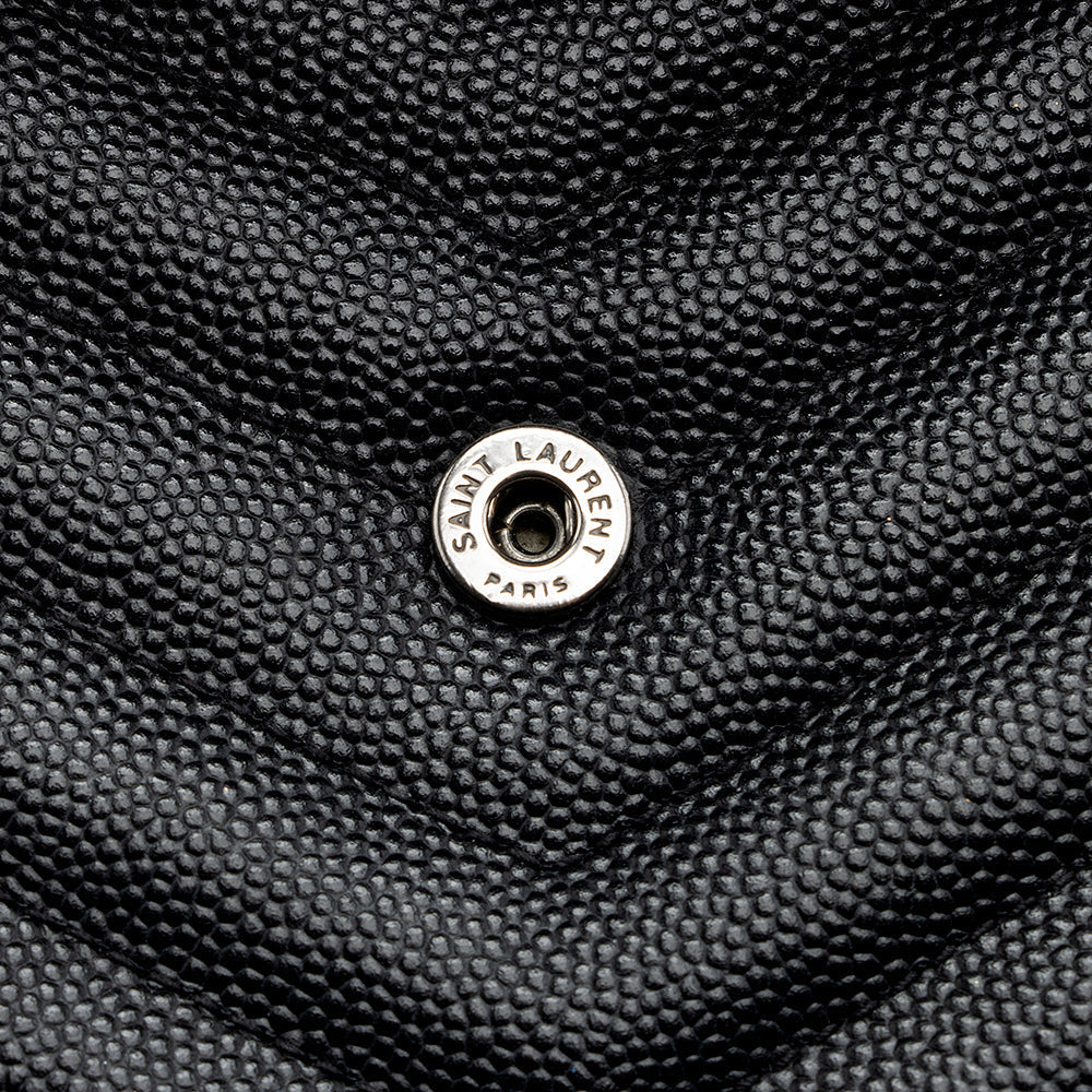Saint Laurent Matelasse Grain de Poudre Matte Black Monogram Chain Wallet - FINAL SALE 20467