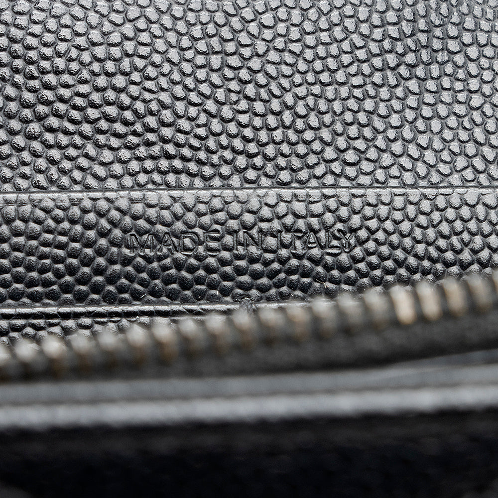Saint Laurent Matelasse Grain de Poudre Matte Black Monogram Chain Wallet - FINAL SALE 20467