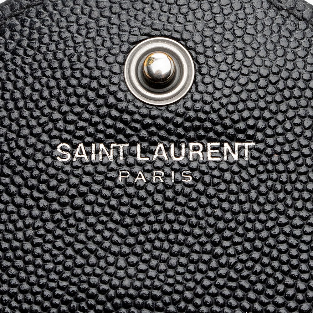 Saint Laurent Matelasse Grain de Poudre Matte Black Monogram Chain Wallet - FINAL SALE 20467