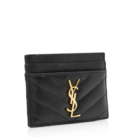 Saint Laurent Matelasse Grain de Poudre Monogram Card Case C66DmI