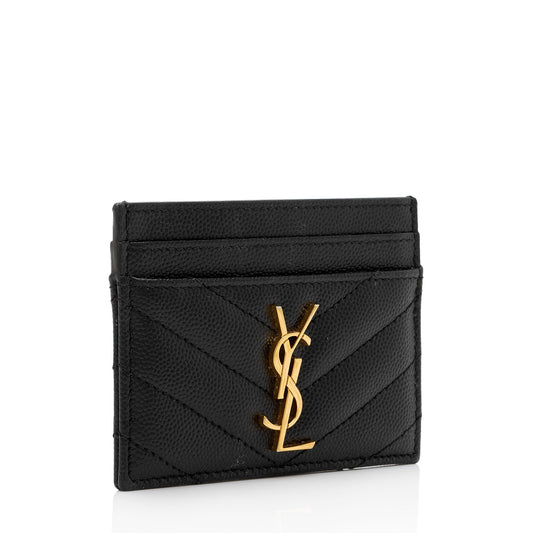 Saint Laurent Matelasse Grain de Poudre Monogram Card Case 6ioPjj