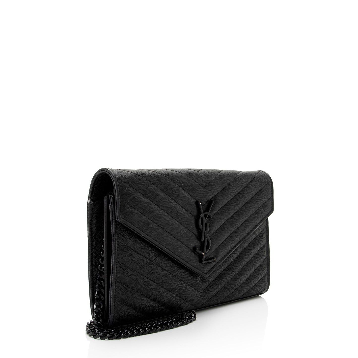 Saint Laurent Matelasse Grain de Poudre Monogram Chain Wallet - FINAL SALE 3qQ1Kb