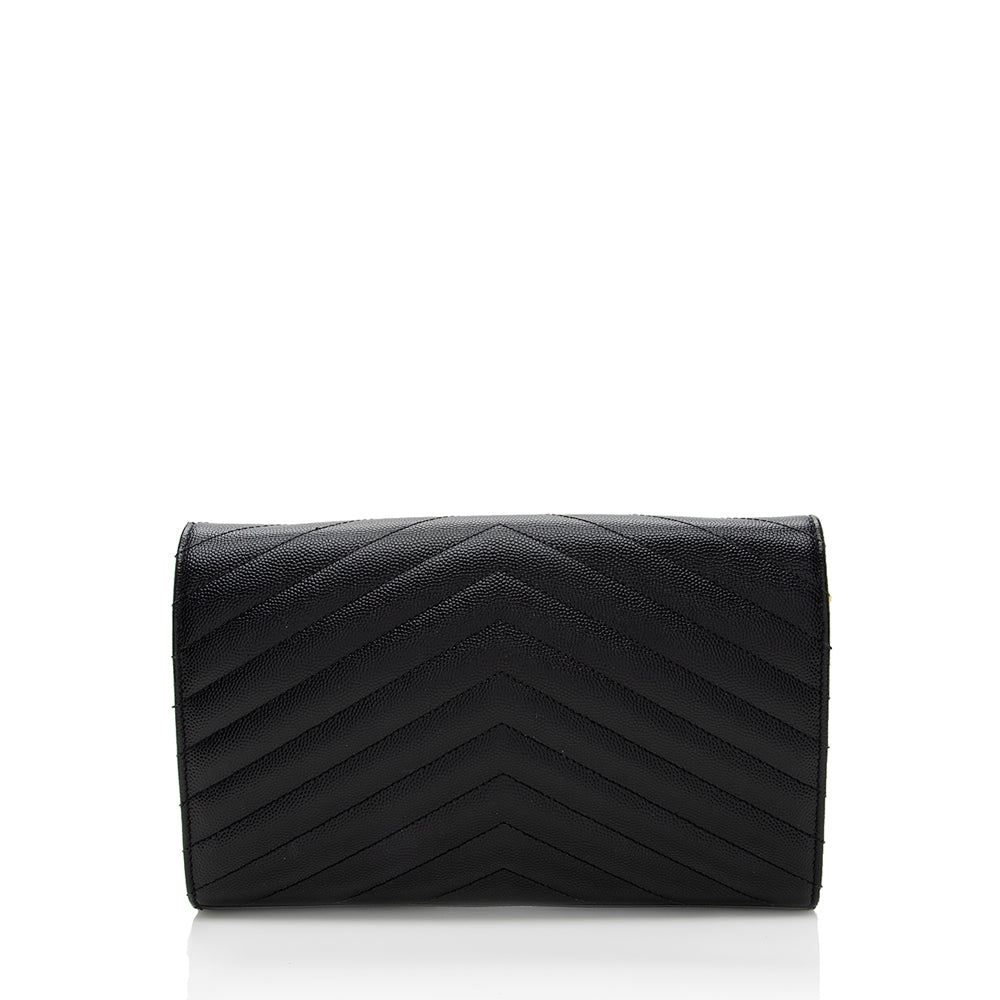 Saint Laurent Matelasse Grain de Poudre Monogram Chain Wallet 18470
