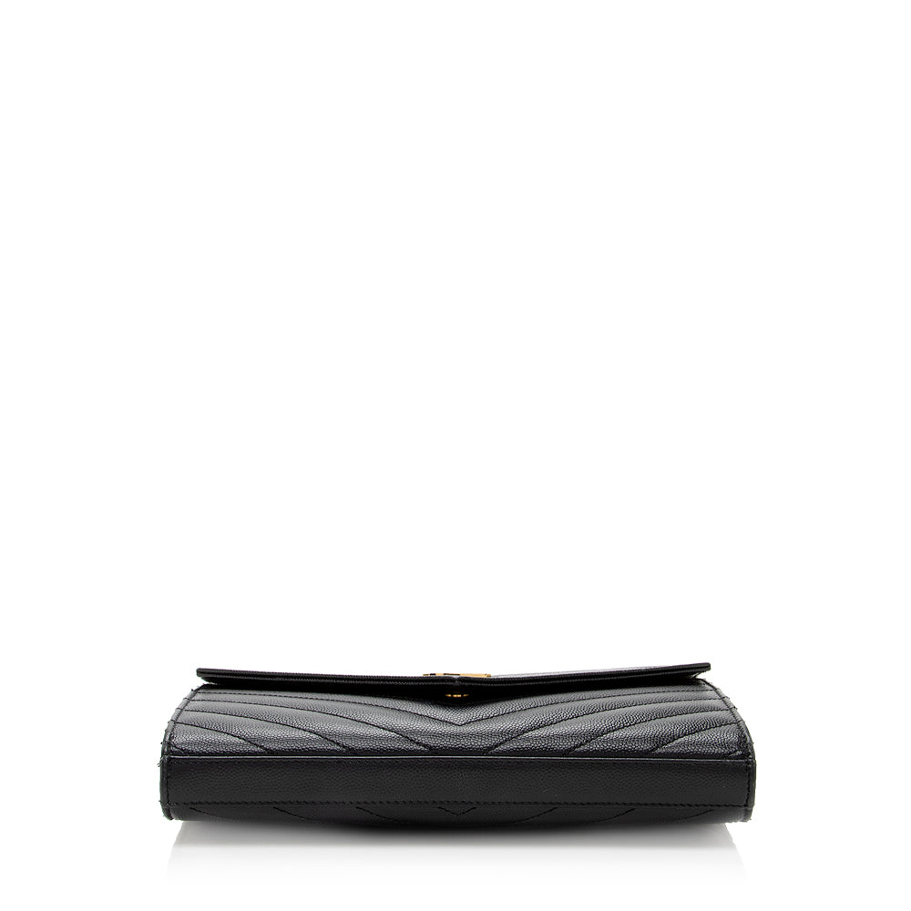 Saint Laurent Matelasse Grain de Poudre Monogram Chain Wallet 18470