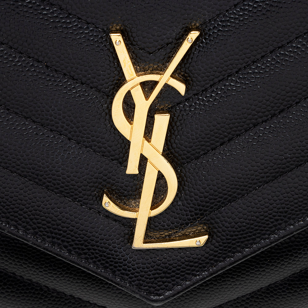 Saint Laurent Matelasse Grain de Poudre Monogram Chain Wallet 18470