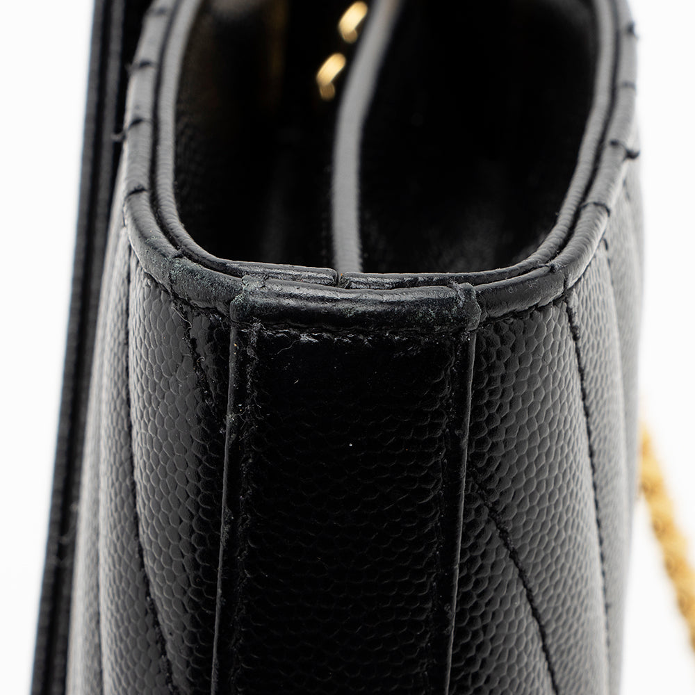 Saint Laurent Matelasse Grain de Poudre Monogram Chain Wallet 18470