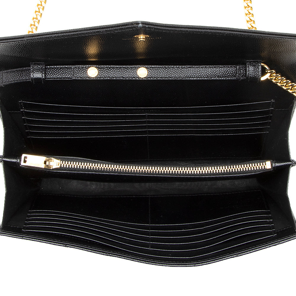 Saint Laurent Matelasse Grain de Poudre Monogram Chain Wallet 18470