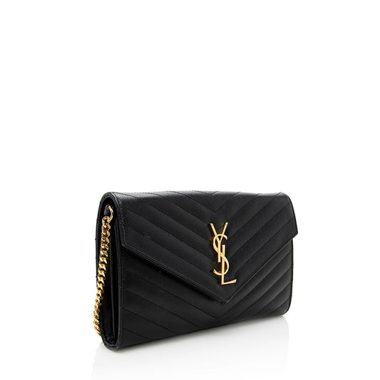 Saint Laurent Matelasse Grain de Poudre Monogram Chain Wallet 18470