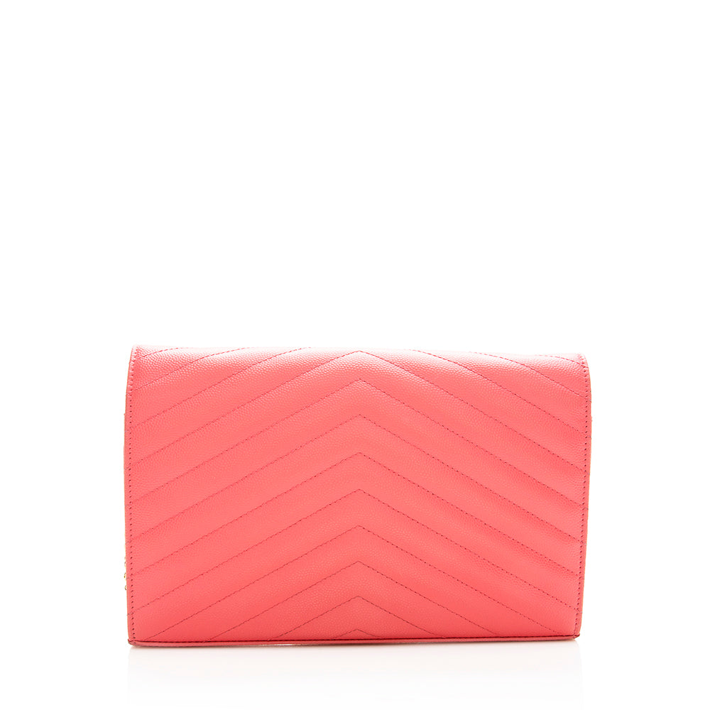 Saint Laurent Matelasse Grain de Poudre Monogram Chain Wallet 19387