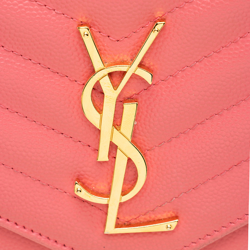 Saint Laurent Matelasse Grain de Poudre Monogram Chain Wallet 19387