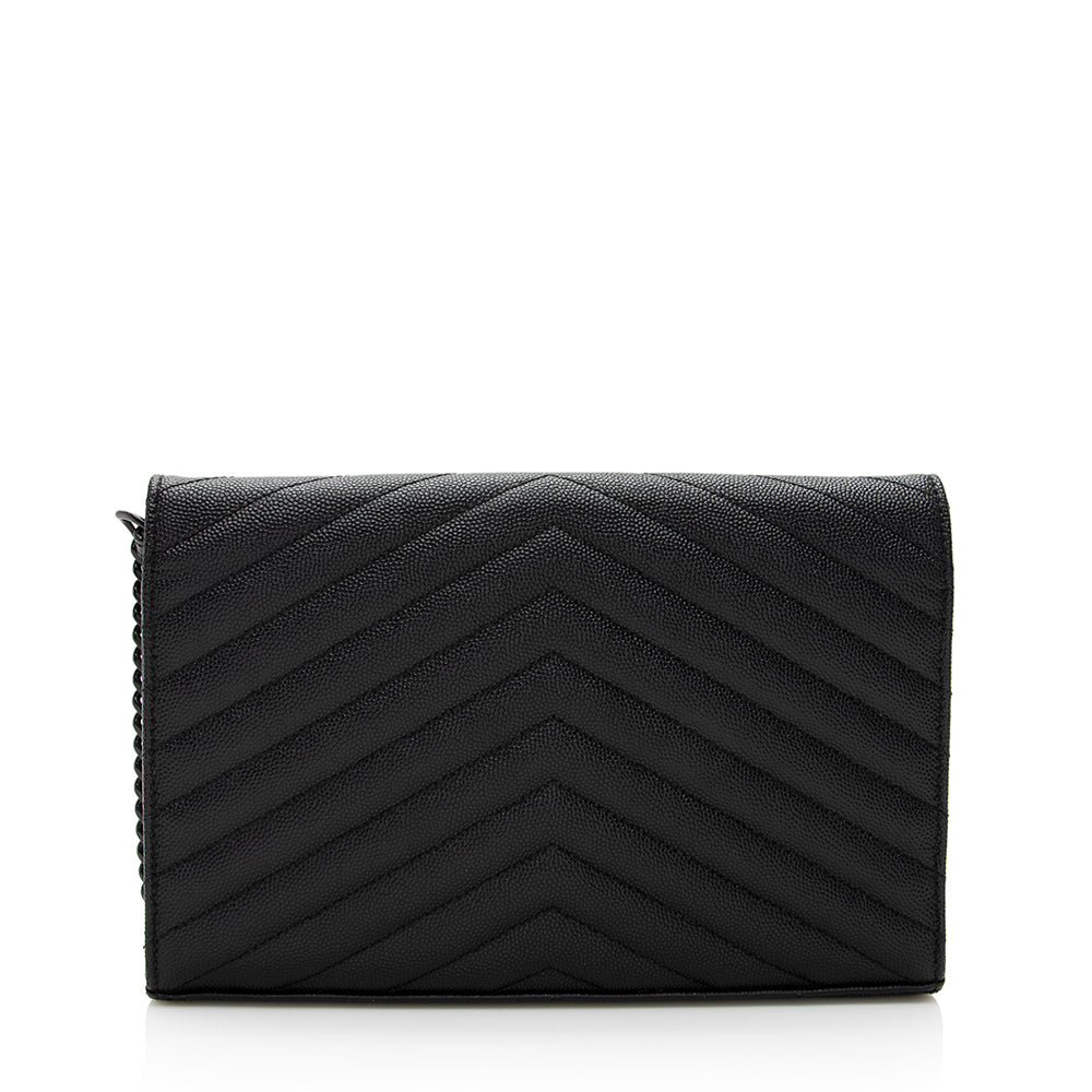 Saint Laurent Matelasse Grain de Poudre Monogram Chain Wallet 19680