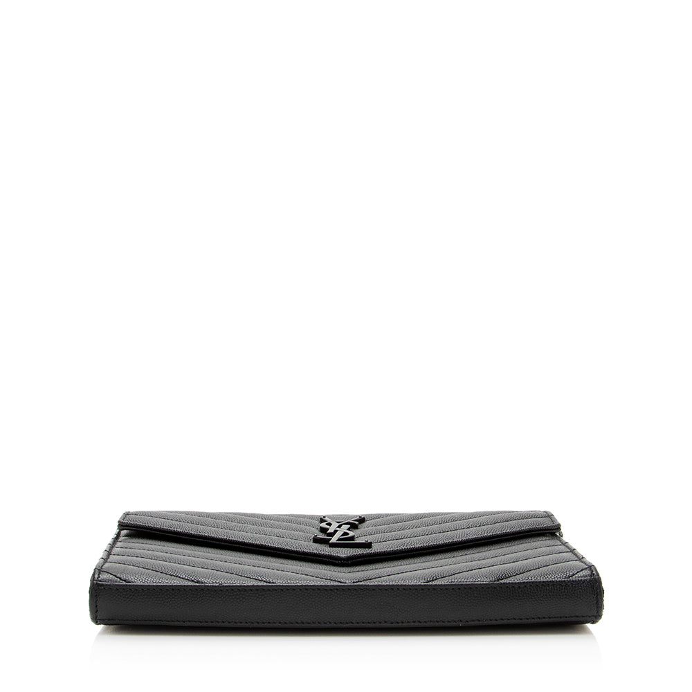 Saint Laurent Matelasse Grain de Poudre Monogram Chain Wallet 19680