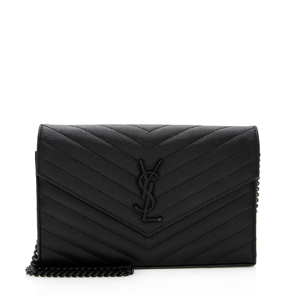 Saint Laurent Matelasse Grain de Poudre Monogram Chain Wallet 19680